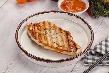 Grilled turkey fillet steak with sauce