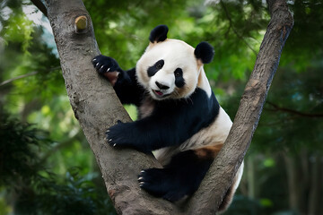 Obraz premium giant panda bear on tree