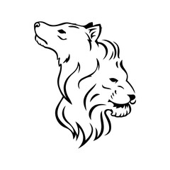lion & wolf vector