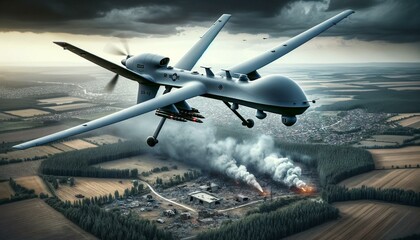 Reaper Drone Surveillance Over War-Torn Eastern Europe