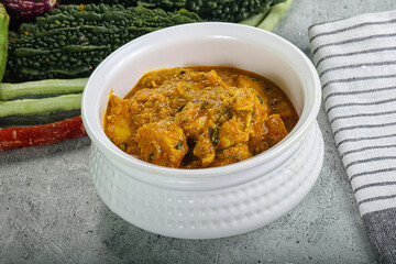 Spicy chicken masala in the bowl