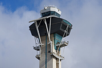 The Los Angeles International Airport air traffic control tower. Shown in Los Angeles, California, on May 18, 2024.