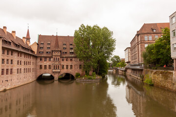 View of Heilig-Geist-Spital from Museumsbrücke in Nuremberg