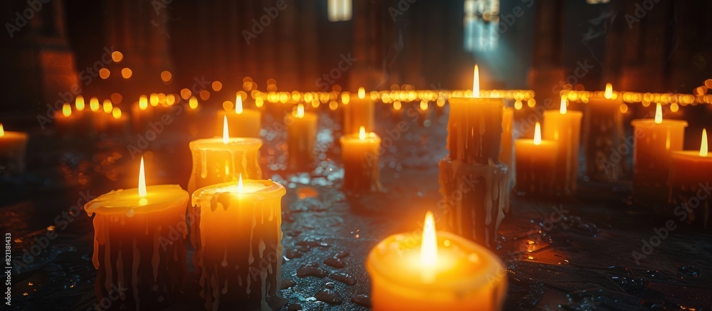 Poster group of lit candles creating a mesmerizing glow