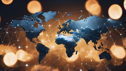  Digital image of Globe.  Futuristic global internet network background.