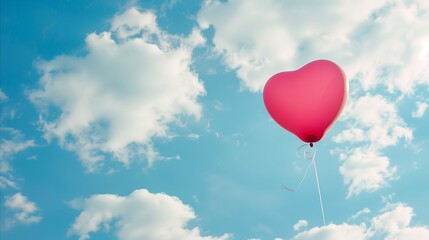 Obraz premium Heart Shaped Pink Balloon Soaring Skyward as a Symbol of Love