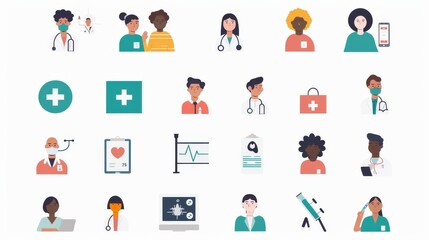 Fototapeta premium Healthcare icons set for web design or mobile app