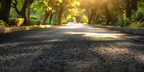 Recycling used tires into rubberized asphalt roads promotes sustainable urban development. Concept Sustainable Urban Development, Recycling Tires, Rubberized Asphalt Roads, Environmental Innovation