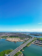 Fototapeta premium Aerial View of Portsmouth City Centre, England United Kingdom. May 15th, 2024