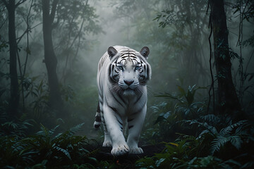 white tiger on a rock