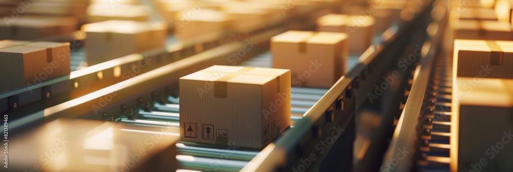 Poster An Automated Conveyor Belt System is used for handling Parcels efficiently in a distribution center, enhancing logistics and automation in the supply chain and warehouse operations
