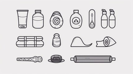 Minimalist Camping and Yoga Icons for website or app design