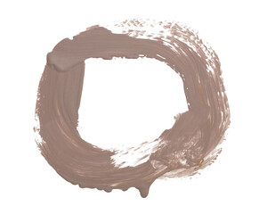 Art Oil and Acrylic smear painting blot circle elements. Abstract texture beige brown color brushstroke stain isolated on white background.