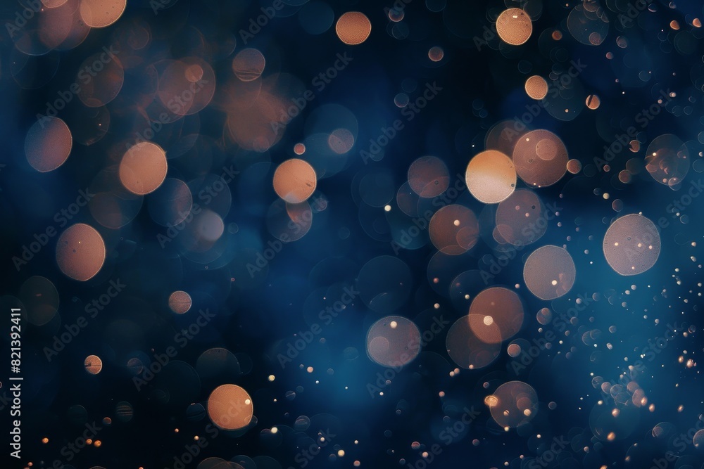 Poster abstract blue bokeh light background - soft blue and golden bokeh light circles create an abstract, 