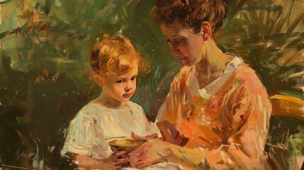Oil painting portrait of a boy with a tender touch