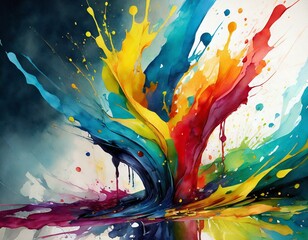 splashes of multi color paint in the air
