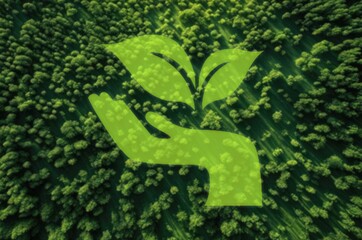 ESG concepts, hand icon on nature background