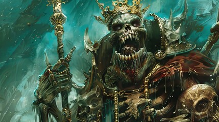 Orc king with a scepter for fantasy and war themed designs