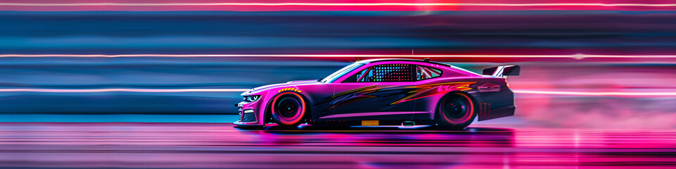 High-Speed Racing Car in Vibrant Motion Blur