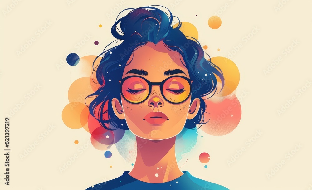 Poster paint splatter around blurred face portrait - this stylized portrait features colorful paint splatte