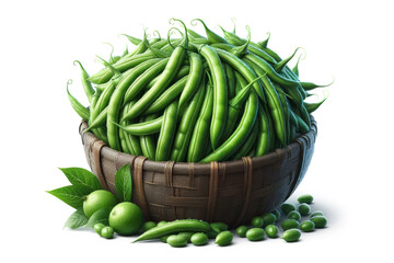 Green Beans in wicker basket
