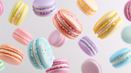Obraz premium Colorful Floating Macarons in Mid-Air