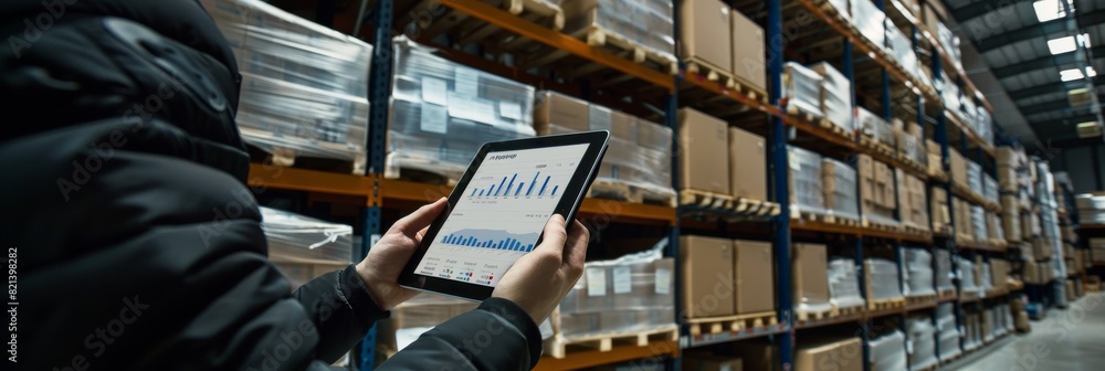 Poster For improved warehouse inventory management, consider using digital tablets to boost efficiency and productivity. Integrate technology into logistics and supply chain operations to enhance operations