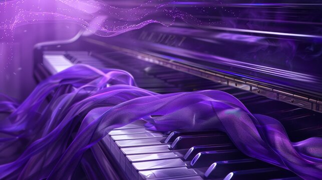 Purple piano keys with fabric for music or fantasy themed designs