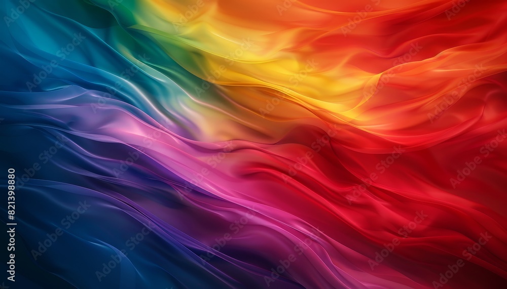 Poster vivid abstract background with a flowing wave pattern in a vibrant rainbow color gradient, perfect f