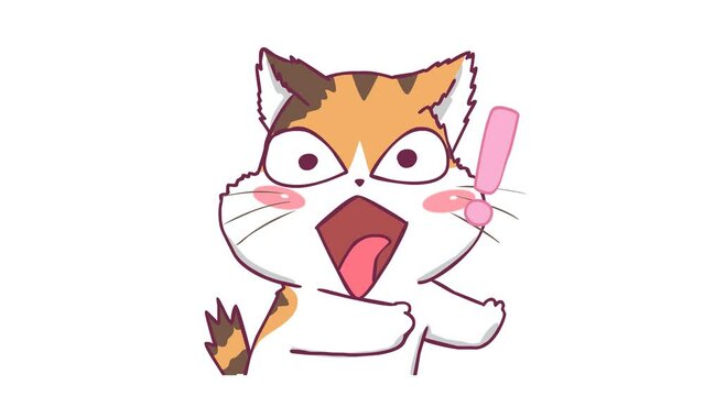 Animated Kitten Running Away in Fear White Background