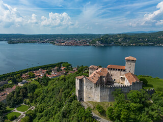 Aerial view of the Rocca the Angera fortress