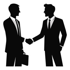 Fototapeta premium Business people handshake silhouette isolated on white background