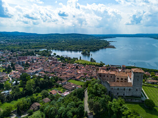 Aerial view of the Rocca the Angera fortress