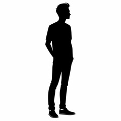 Man standing side view isolated vector silhouette