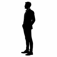 Man standing side view isolated vector silhouette