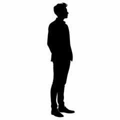 Man standing side view isolated vector silhouette