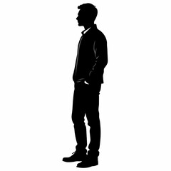 Man standing side view isolated vector silhouette