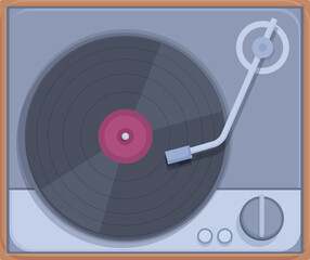 Vintage turntable vector illustration with vinyl record player, music, retro, vintage, and phonograph design elements in a minimalist, flat, and trendy style
