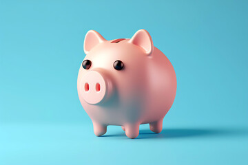 Piggy bank icon isolated on pastel color background with copy space, 3d render illustration style. Saving money, investment concept.