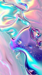 Fototapeta premium Vibrant colors mix in a fluid, dynamic fashion, creating an abstract liquid flow effect on a soft pink background.