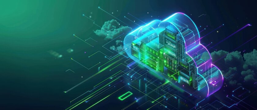 Neon light cloud computing futuristic technology