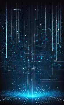 Vector abstract background, Digital glowing square pixels for technology, gaming and science illustration, Abstract blue digital background with small squares