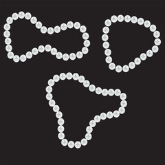Pearl necklace on a black background. Seamless pattern. Vector illustration.