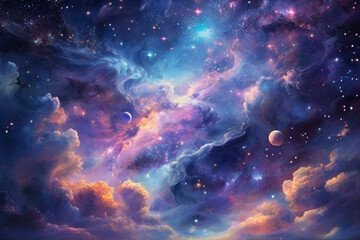 Obraz premium A galaxy of dreams unfolds across the night sky, painting constellations of imagination