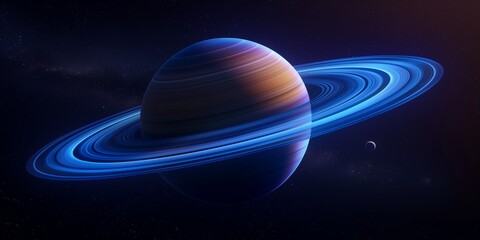 3D illustration, space, astronomy, planets, Saturn, science, galaxy, cosmos, exploration, blue,...