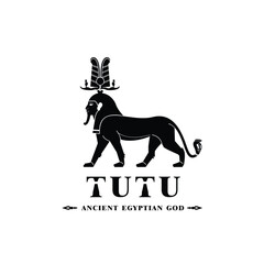 Silhouette of the Iconic ancient Egyptian god tutu, Middle Eastern god Logo for Modern Use