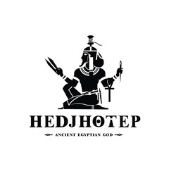 Silhouette of the Iconic ancient Egyptian god hedjhotep, Middle Eastern god Logo for Modern Use