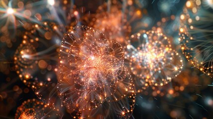 Small groups of particles huddle together forming their own mini communities within the larger gathering.