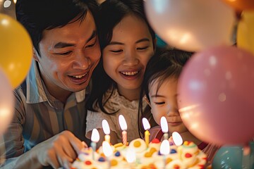 expressions of surprise and happiness at a birthday celebration