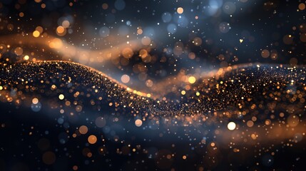 Glowing vector blurred background. Abstract particle bokeh dark blue background, golden and blue luxury glitter and bokeh particles, particles bokeh background, holiday festival background	

,